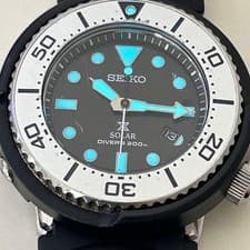SEIKO Prospex V147-0BG0 Black Dial Solar Men's Diver Watch Used Working #04