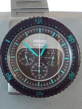 SEIKO Giugiaro Analog Watch SCED029 7T12 0AW0 Black Dial Limited Alien Blue
