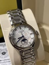 Longines Master Collection Moonphase White MOP Diamond Dial Steel Ladies Watch