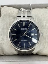 Seiko Automatic Men's Watch Blue Sunburst Dial 41mm Steel Bracelet 100m Box