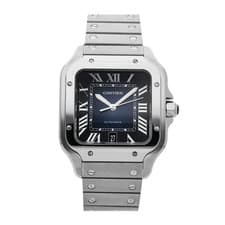 Cartier Santos De Cartier Large Model Steel Auto Blue Dial Bracelet WSSA0030