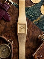 Vintage Omega 14K Yellow Gold Ladies Watch Square Diamond Dial Con293