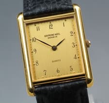 Vintage "N MINT" Raymond Weil Geneve 5768 18K GP Tank 24mm Men Qz Watch From JPN