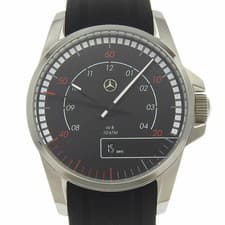 Boxed, Mercedes-Benz MERCEDES BENZ Date Black Dial SS Rubber Batt42mm Men's