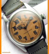 Vintage 40s Rolex Oyster Perpetual Chronometer Bubbleback Salmon California Dial