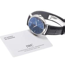 IWC PORTOFINO IW356305 39mm SS Black Dial Automatic Date Leather Strap #C500