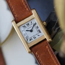 Cartier 1980s Tank Normal 78093 Paris Ladies 18k Yellow Gold 20 mm Manual Wind