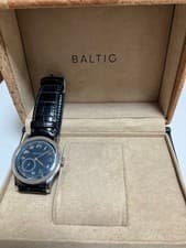 Baltic Micro-Rotor Automatic Watch Blue Dial Black Leather Used From Japan