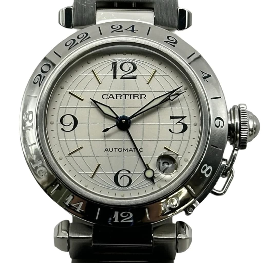 Cartier Pasha de Cartier Meridian GMT W31029M7 Silver Stainless Steel #OK1401