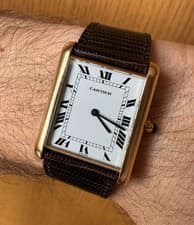 Vintage Rare Cartier XL Jumbo Automatique 18k Yellow Gold Tank