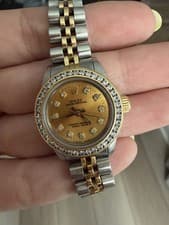 Vintage 1989 Rolex Oyster Perpetual Ladies 26mm Watch Custom Diamond Bezel Dial