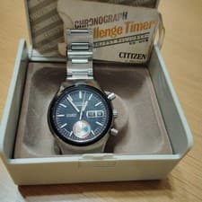 CITIZEN Challenge Timer Automatic Chronograph Watch Black Dial Stainless Steel