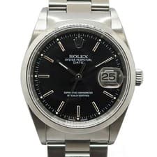 ROLEX Oyster Perpetual Date 15200 Black Automatic Men's Used Watch #321731