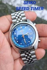 SEIKO Speedtimer 6139-6012 Chronograph 1977 Blue Dial Clean Jubilee Bracelet JP