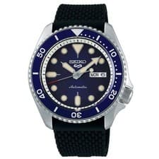 Seiko 5 Sports SRPD93 Mens Automatic Watch 100m Silicone Bracelet Blue Dial