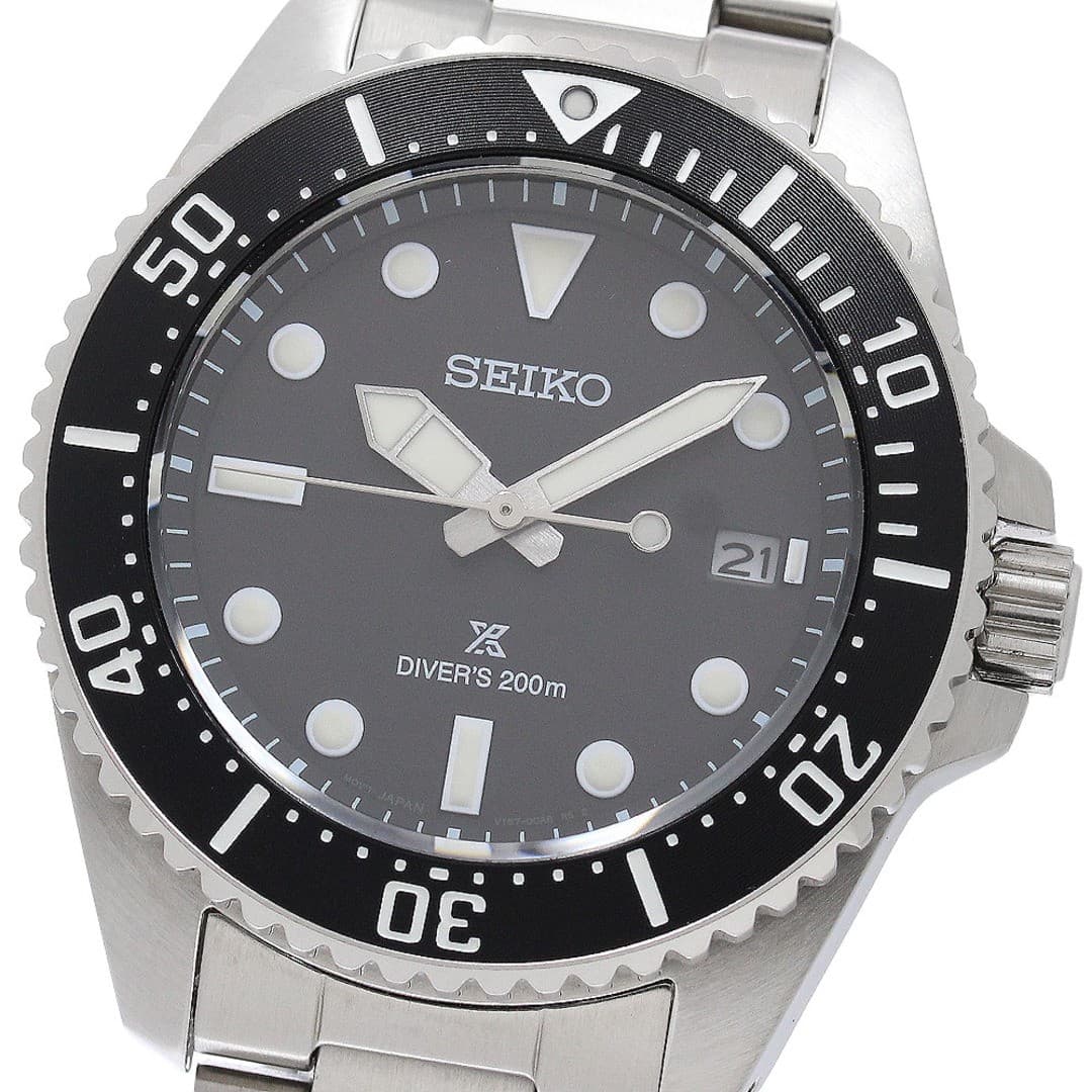 Seiko Prospex Diver Scuba Men's Solar Black SS Used From Japan