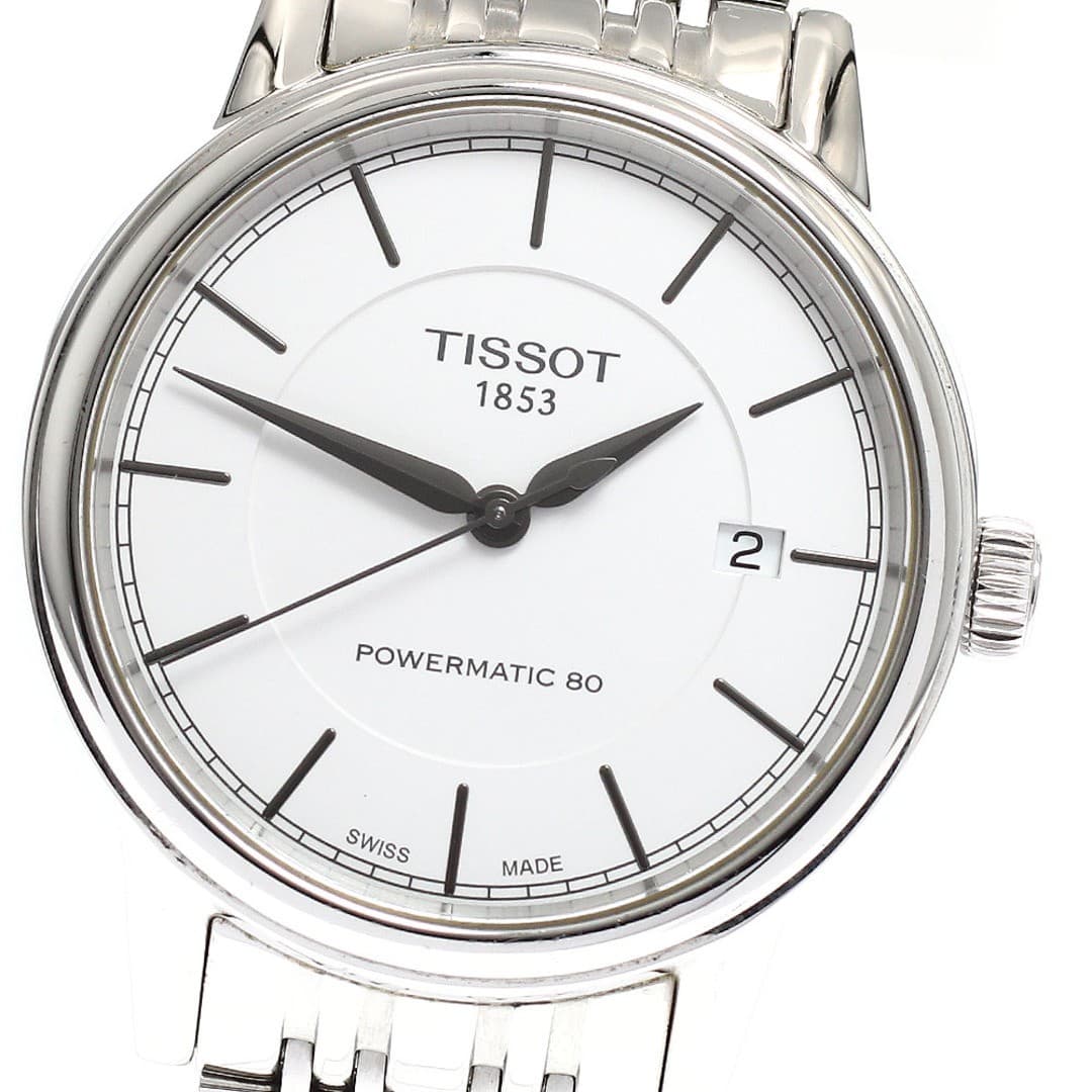 TISSOT Powermatic 80 Date Automatic Men's Watch Silver White Used From Japan Fro