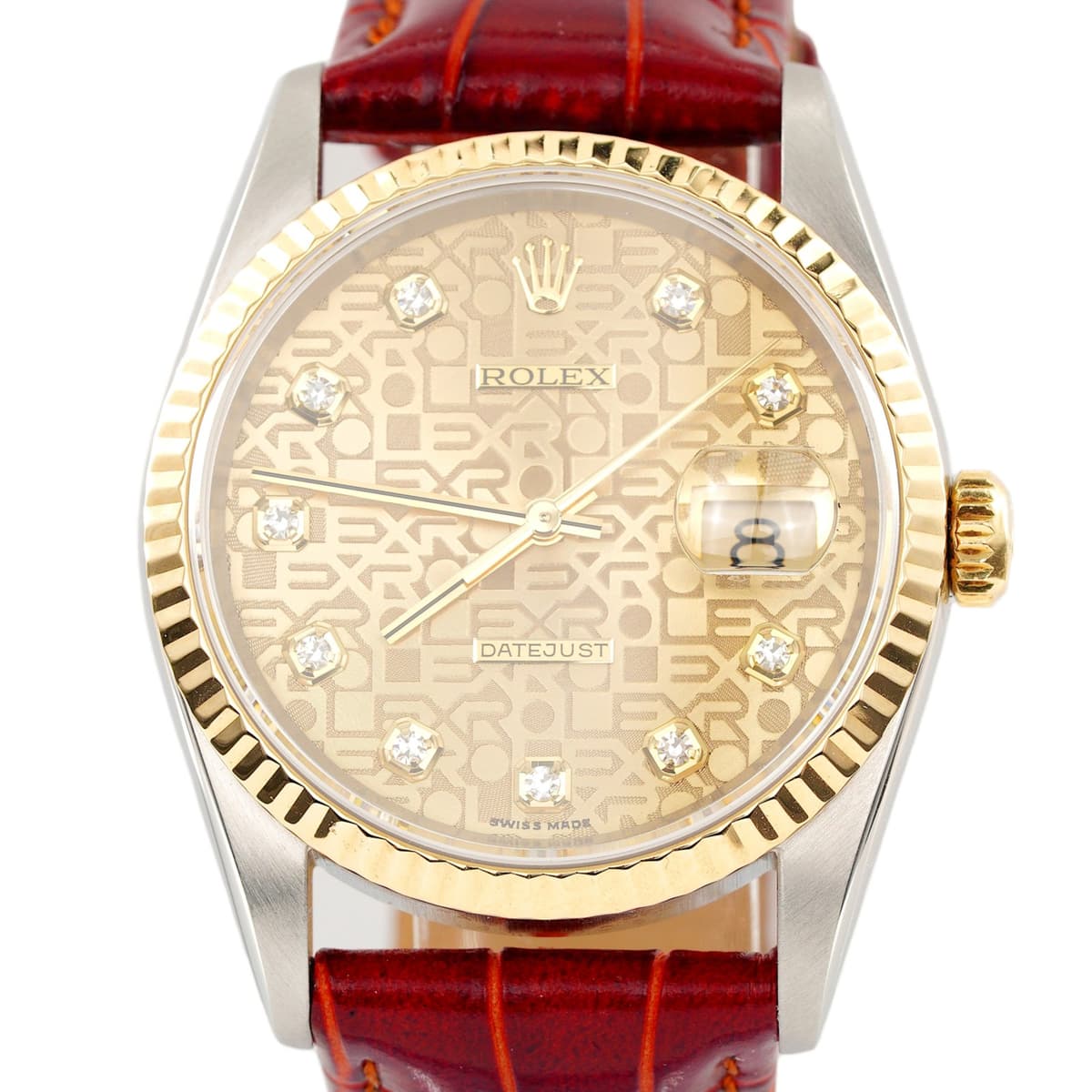 Mens Rolex Two-Tone 18K/SS Datejust Watch Gold Anniversary Diamond Dial 16233