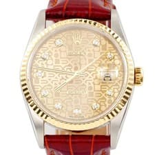 Mens Rolex Two-Tone 18K/SS Datejust Watch Gold Anniversary Diamond Dial 16233