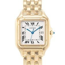 Cartier Panthere W25014B9 27mm Vintage Silver Dial 18k Yellow Gold Mens Watch