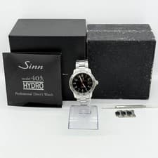 Men's Watch Sinn Hydro 430.3995 Quartz Black Dial 41.5mm SS Silver Box Links