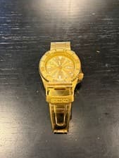 SEIKO 4R36 08E0 Gold Diver Style Stainless Steel Mens Watch Screw Back Authentic