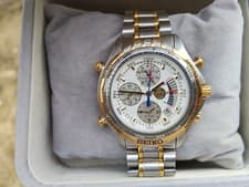 Seiko Cruising Master Quartz Watch Moon Phase Barometer Alarm 24h Vintage