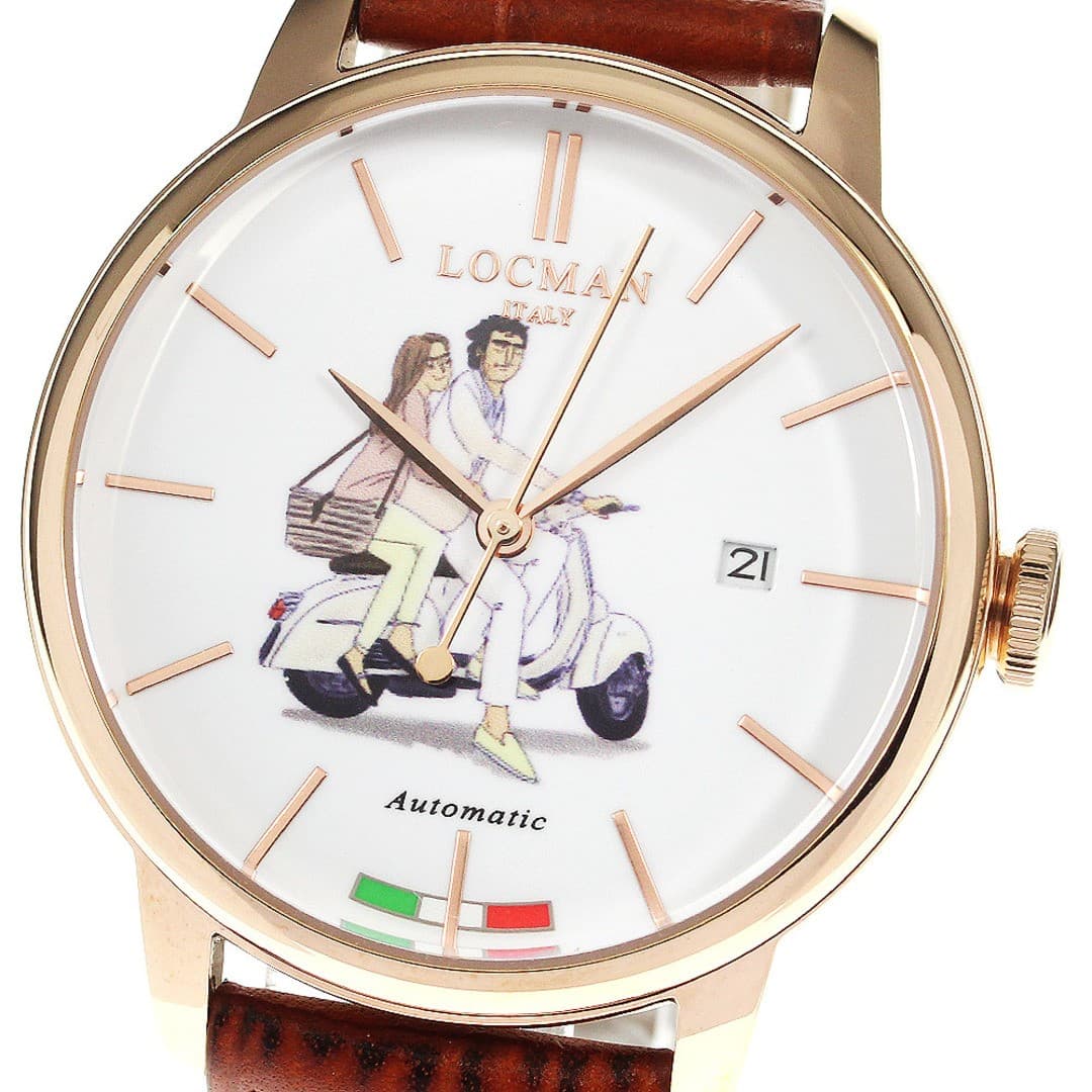 LOCMAN Romantico La Dolce Vita Men's Watch SS Leather Near Mint From Japan From