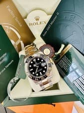 Mint Men’s Rolex GMT Master II 40mm 18k Gold/Steel Ref 116713LN ~ Box & Papers