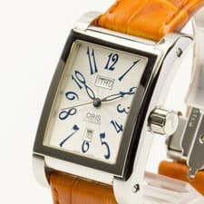 [Near MINT] ORIS 585-7525-40-02 White Dial Rectangular Automatic Men's Watch