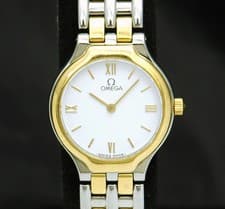 Omega De Ville Solid 18K Gold Two Tone Ladies Watch 4260.23.00 1456 New Battery