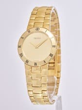 Gucci 3300 2 Mens Watch Gold Dial Gold Tone on Bracelet Rare Brushed Gold Dial