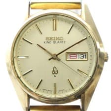 Seiko 4823-8000 KING QUARTZ Watch Quartz Calendar Day Date Gold Used From Japan