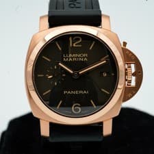 Panerai Luminor Marina 1950 PAM00393 Brown Dial Rose Gold 42mm Watch - Full Set