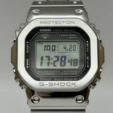 Near Mint CASIO G-SHOCK GMW-B5000D-1JF Full metal Silver Radio Solar Mens Watch