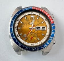 SEIKO 6139-6002 Automatic Chronograph Watch Vintage Mens POGUE Yellow Dial 17 J