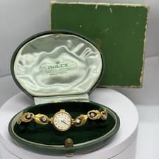 Antique Art Deco 1939 Rolex Ladies 18K Gold Diamond Manual Wind Watch 1.0CTW