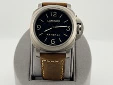 Panerai Luminor Base PAM00176 PAM 176 44mm Black Dial Titanium Leather Strap