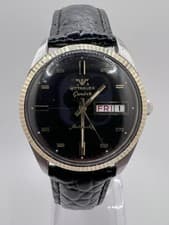 Vintage 70’s Witnnauer Geneve Automatic Day Date Fluted 10K Solid Gold Bezel Cap