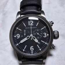 Burberry BU7818 Men's Black Leather Chronograph Watch Official