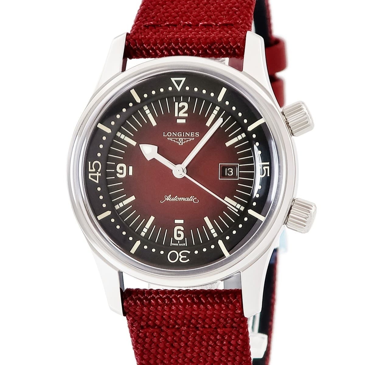 LONGINES Legend diver L3.374.4.40.2 Unused Bordeaux Date Inner Rotating Be