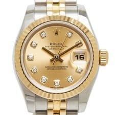 ROLEX DATEJUST 10P diamond Watches 179173G Automatic gold dial Women 【Used】
