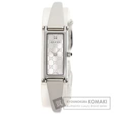 Gucci 1500L GG Square Dial Diamond Stainless Steel Wristwatch