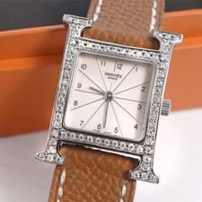 Hermes H Watch Quartz Watch Diamond Bezel 24.5mm