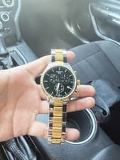 Tissot Chronograph Wristwatch Green Dial Two-Tone Stainless Steel Bracelet