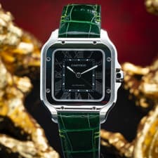Cartier Santos de Cartier Green Dial Medium Steel | Full Set 2023