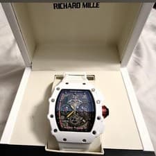 Richard Mille RM 35-03 White Chronograph Skeleton Dial Rubber Strap Men's Watch