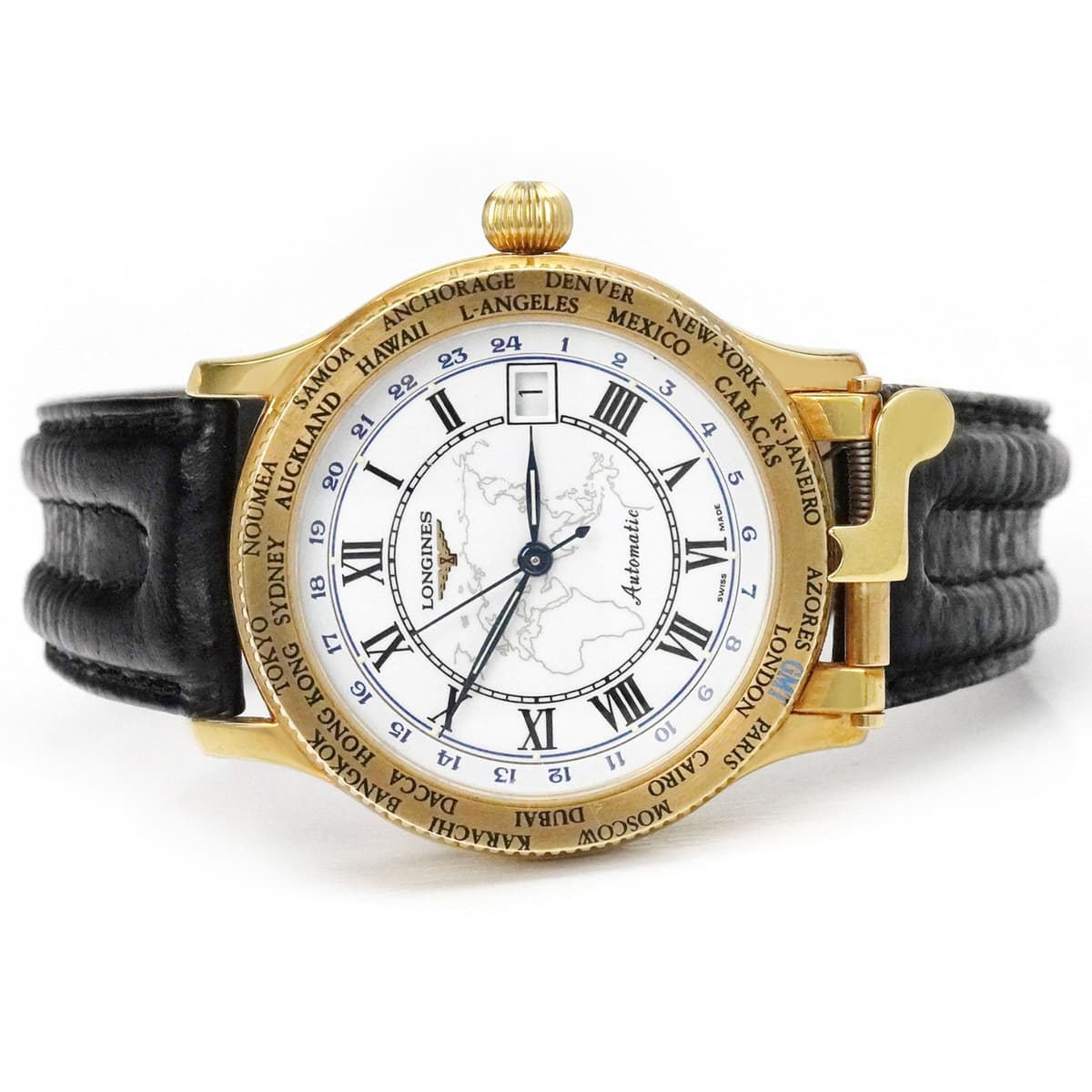 Longines The Pioneers Watch GMT L2.610.6 Limited Edition Yellow Gold Enamel Dial