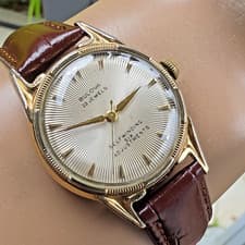 Vintage BULOVA 23“K” men's automatic watch 10K RGP sunburst dial USA 1955