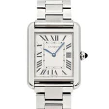 Cartier Tank Solo SM W5200013 Quartz Ladies Watch Silver Dial Stainless Steel